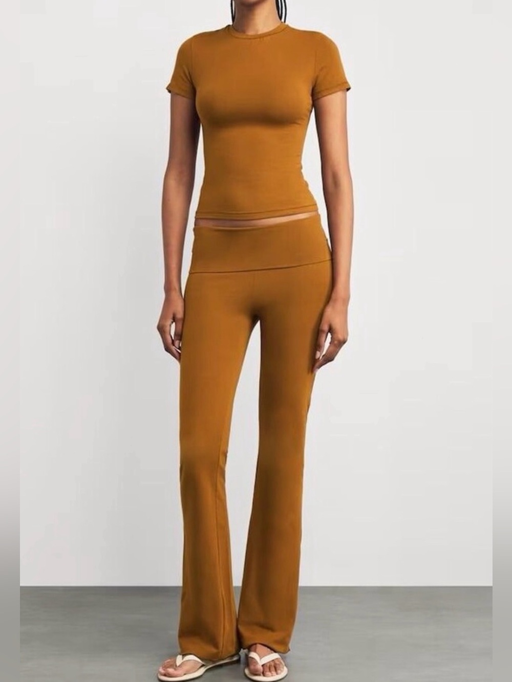 SKIMS Stretch Cotton Jersey Foldover Pants